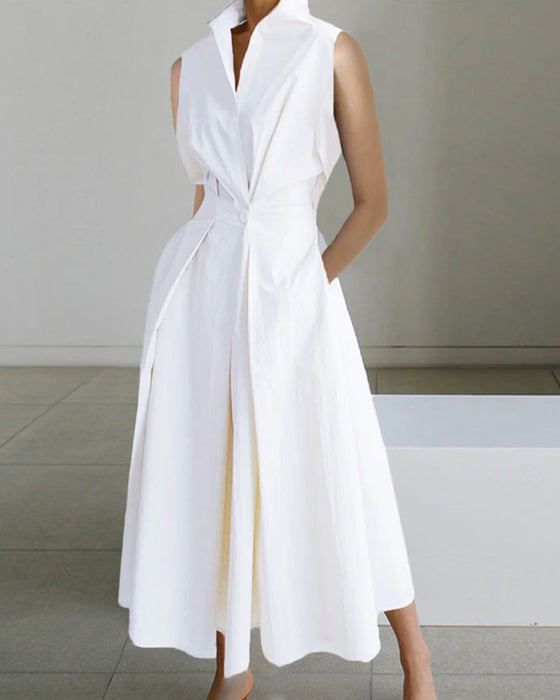 Ermeløs motekjole med stativ krage