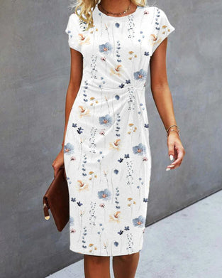 Blomsterprint kjole med korte ermer