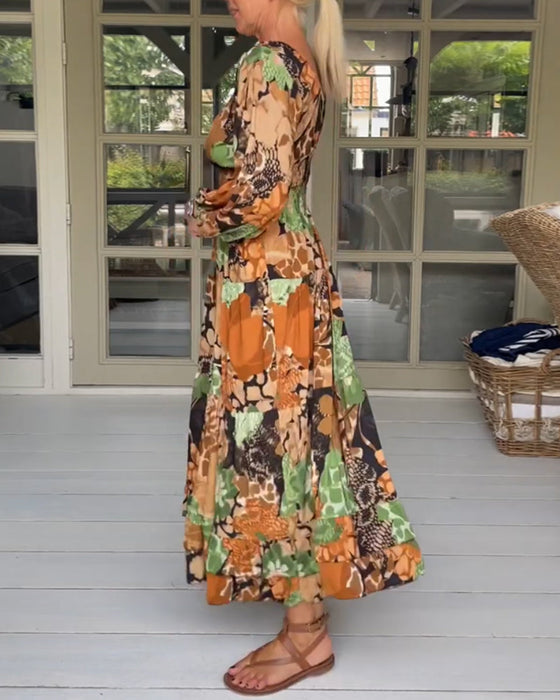 V-hals kjole med lange ermer