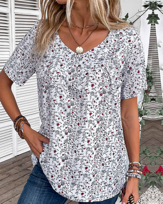 Volanger bluse i blomsterprint