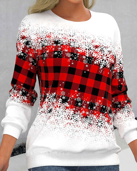 Snøfnugg genser med rutete trykk