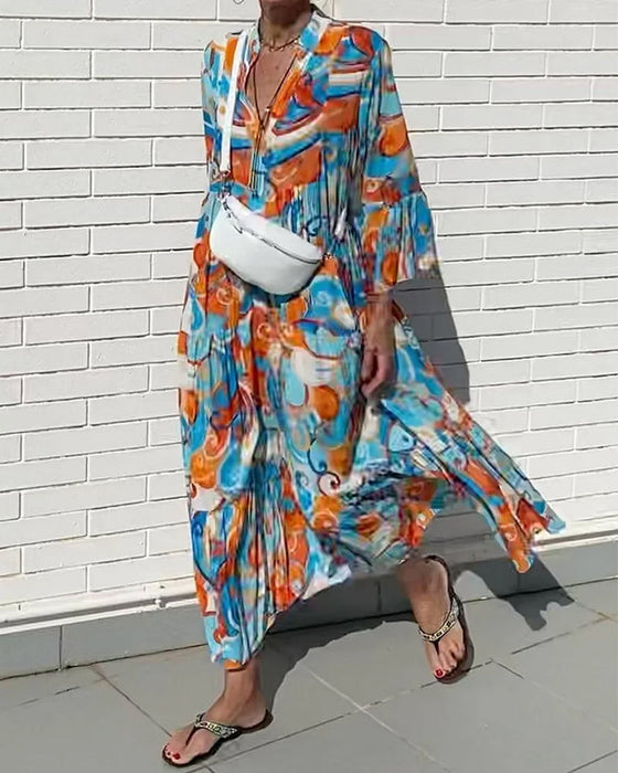 Kjole med volange ermer og v-hals