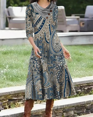 Midi-kjole med Paisley-trykk