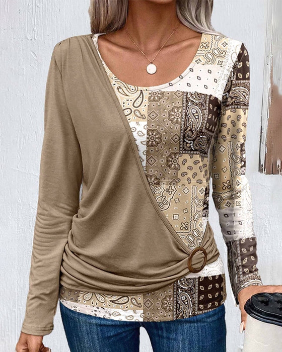 Langermet topper med paisley-print