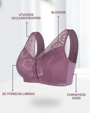 Trådløs BH med blonder foran