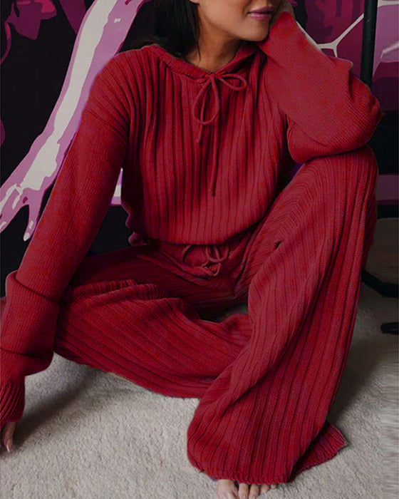 Løs langermet dresssett med hette