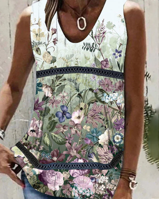 Blomster og Paisley Print Tank Top