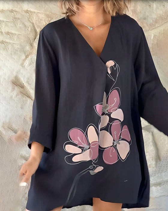 Løse topper for dame med trykk