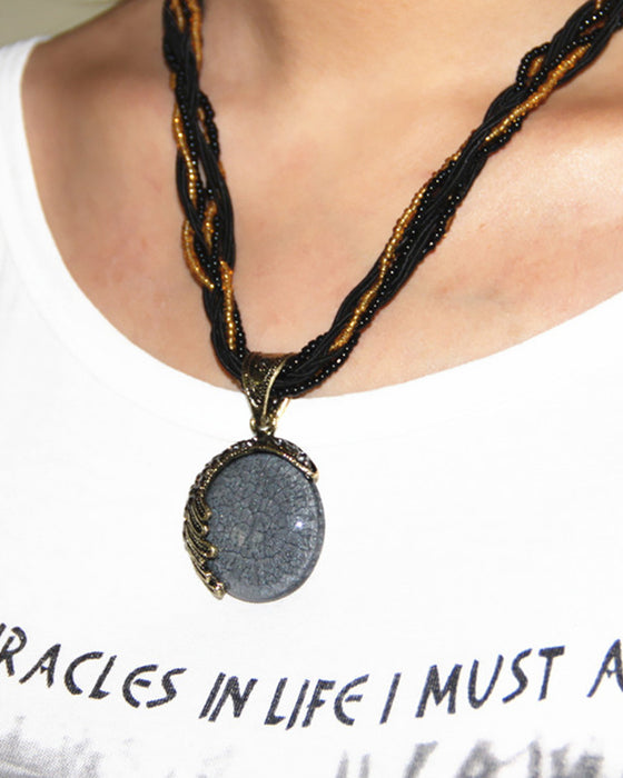 Boho håndflettet kjede med anheng