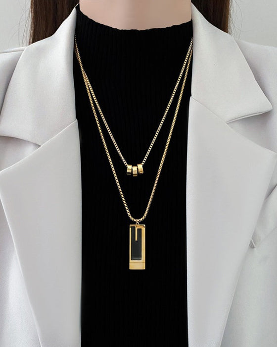 Dobbelt langt halskjede i titanstål