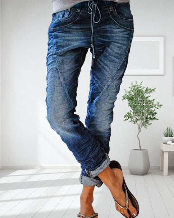 Casual jeans med snor