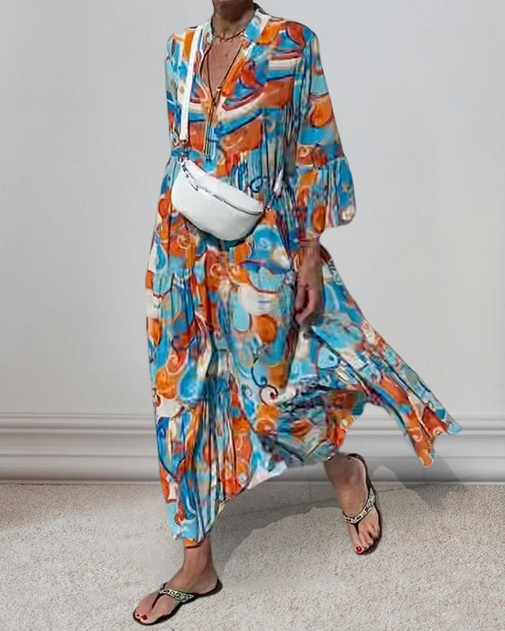 Kjole med volange ermer og v-hals