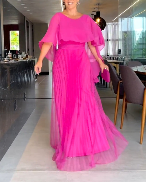 A-line maxikjole med rund hals