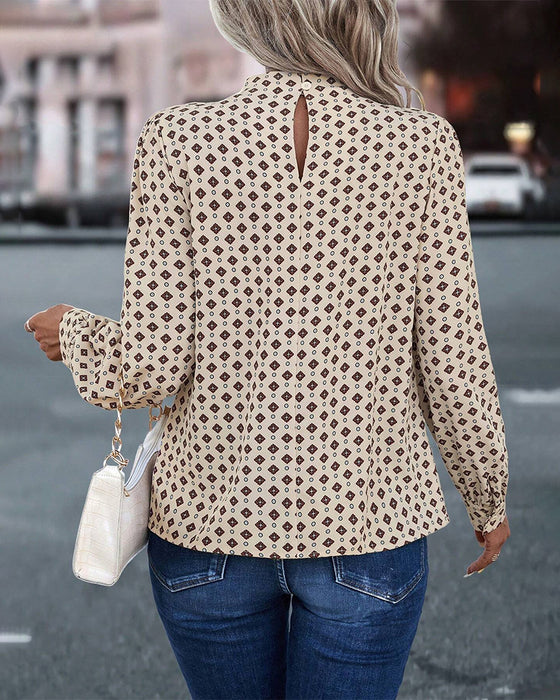 Bluse med vintage stil og print