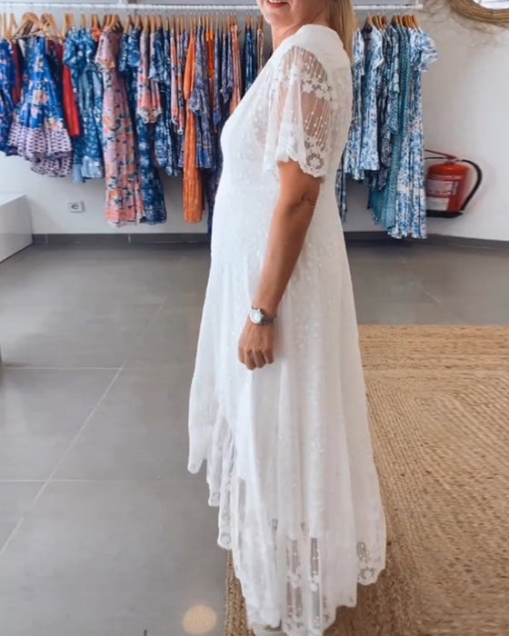 Floy kjole med dyp V og knapper