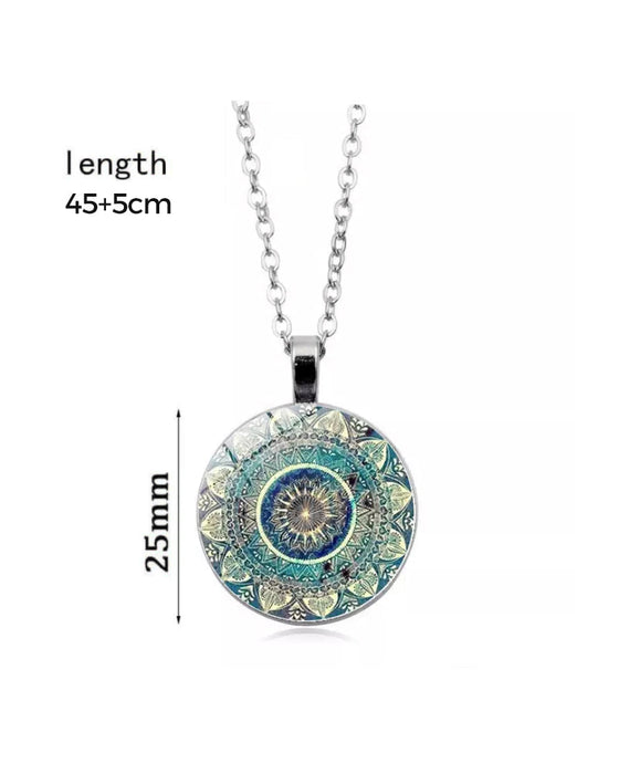 Mandala blomst halskjede sett