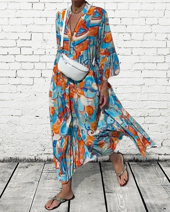 Kjole med volange ermer og v-hals