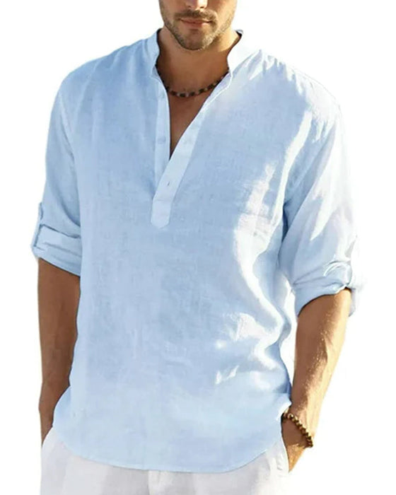 Herreskjorte i bomull og lin