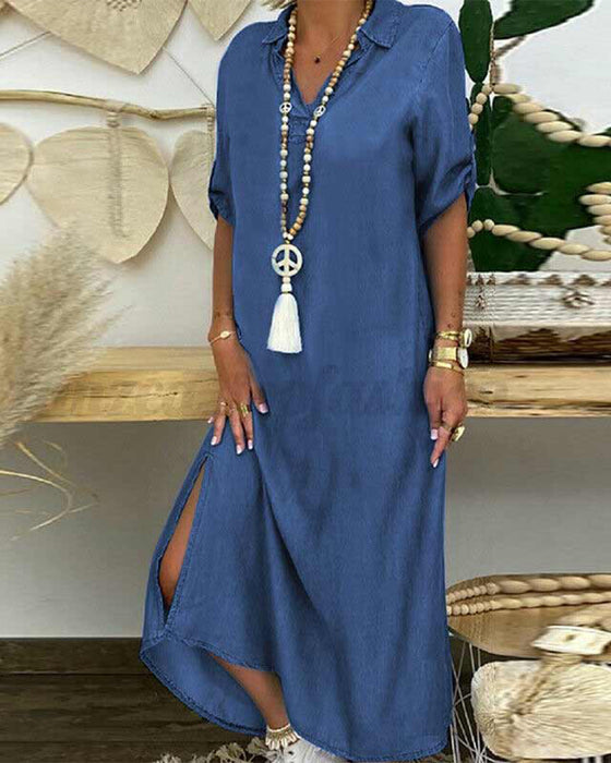 Ensfarget denimkjole