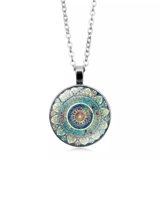 Mandala blomst halskjede sett