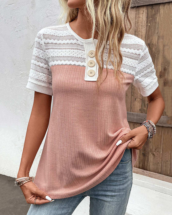 Blouse med kort ermet blonde