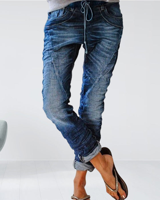 Casual jeans med snor