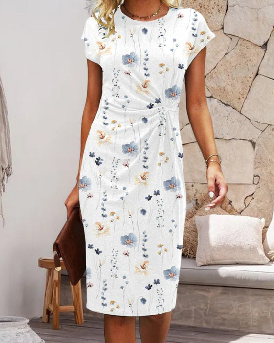 Blomsterprint kjole med korte ermer