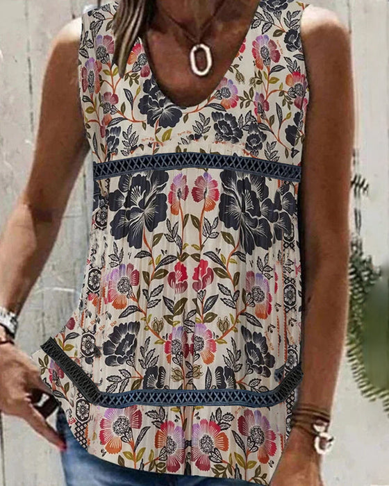 Blomster og Paisley Print Tank Top