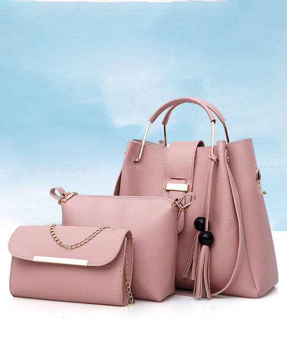 Dame håndveske skulderveske 3 deler sett