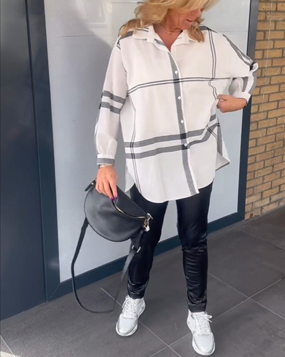 Uformell rutete skjorte med jakkeslag