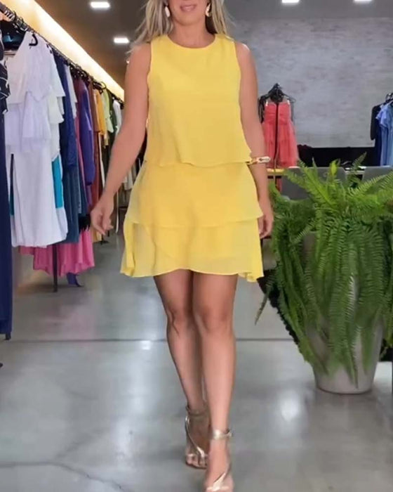 Ermeløs dobbeltlags volangkjole