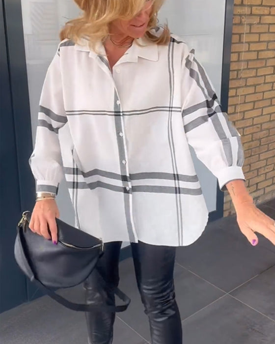 Uformell rutete skjorte med jakkeslag