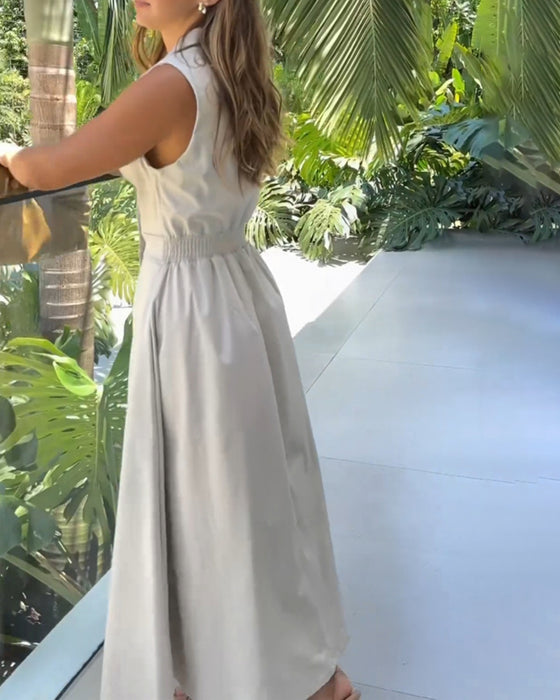 Elegant ensfarget kjole uten ermeslag