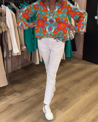 Bluse med løse, allsidige stiler og trykk