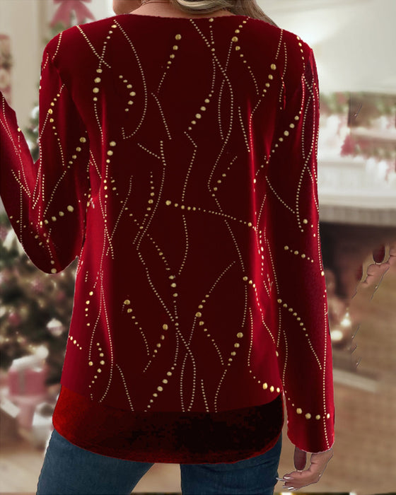 Rund hals trykt topp