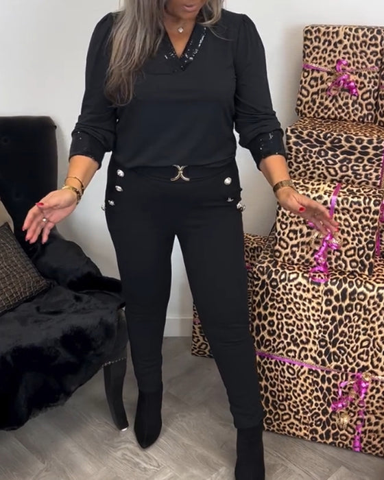 Ensfarget Pendeltopp med V-hals