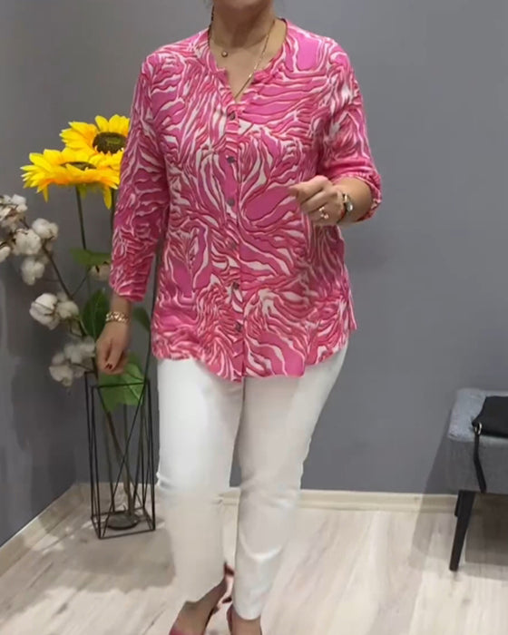 Langermet skjorte med trykk og knapper