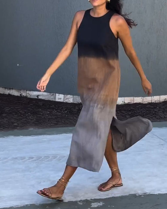 Kjole med ermeløs og gradient