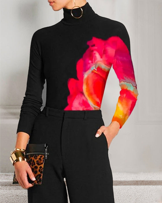 Skinny T-skjorte med høy hals