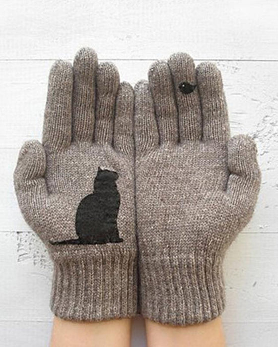 Bomullshansker i kattestil