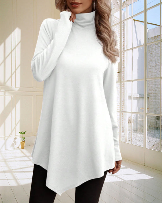 Ensfargede topper med høy hals