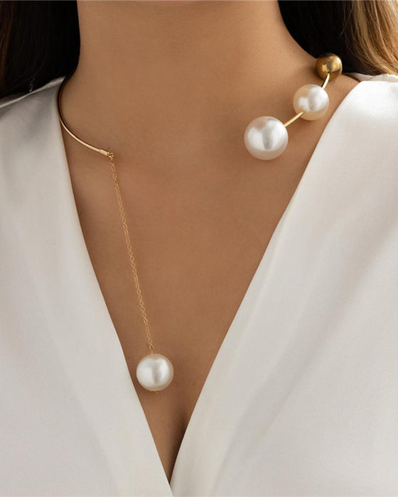 Faux perle halskjede for kvinner