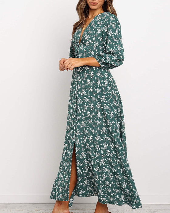 Ballongermet kjole med blomstret-design