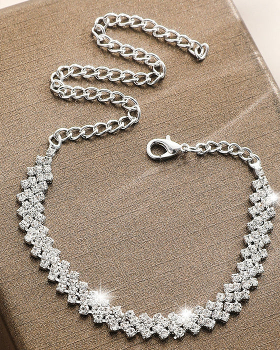 Uregelmessig rombe rhinestone ankel