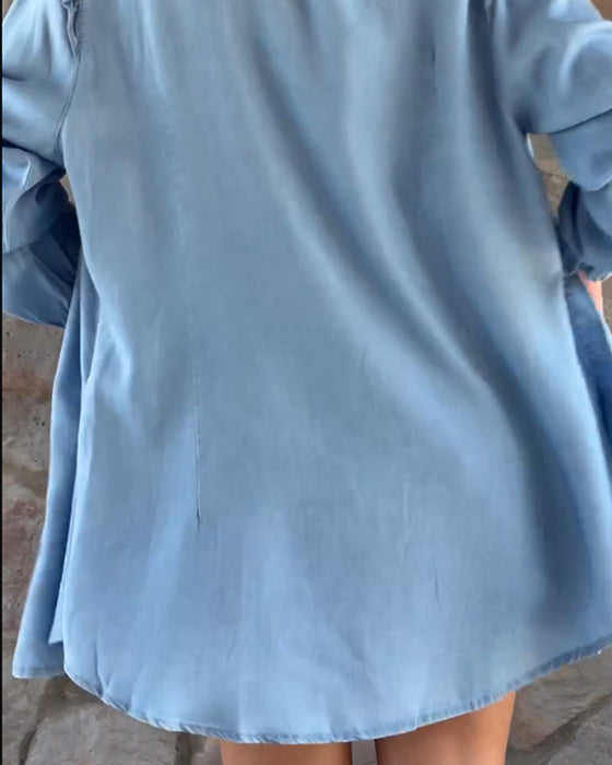 Ensfarget denim langermet Skjorte