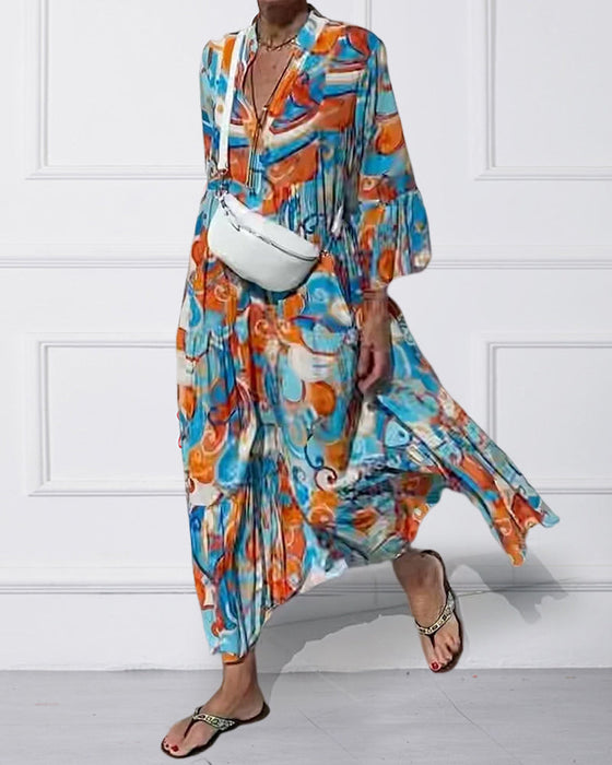 Kjole med volange ermer og v-hals