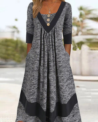 Uformelt kjole med firkantet hals med knapper