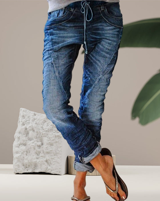 Casual jeans med snor