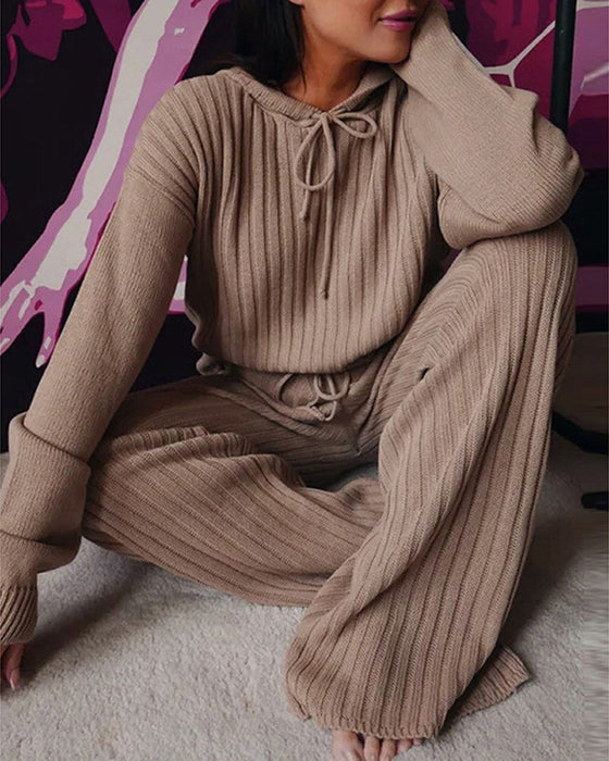 Løs langermet dresssett med hette