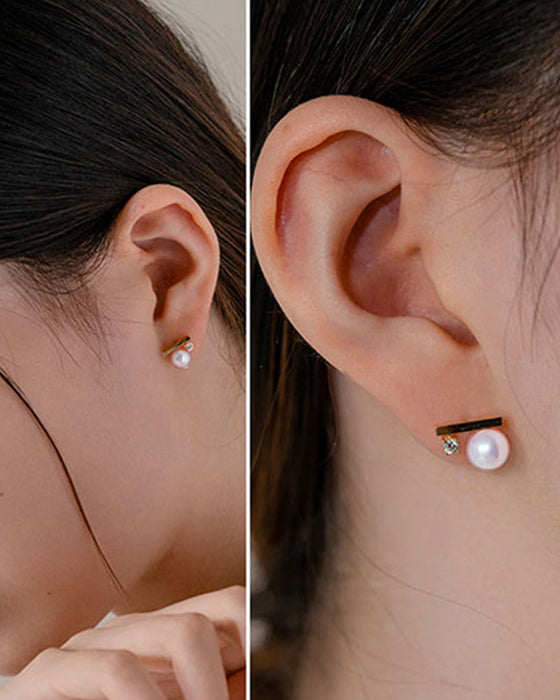 Enkle perle-øredobber og halskjede